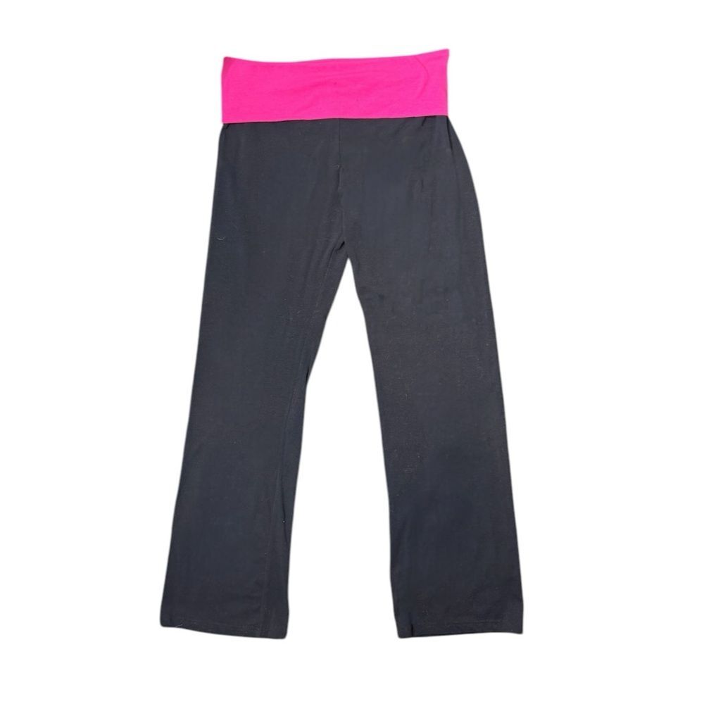 Joe Boxer Pink + Black Foldover Flare Leggings Size Large